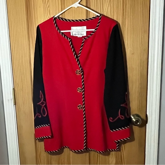 Vintage Red and Black Embroidered Blazer - Picture 2 of 16
